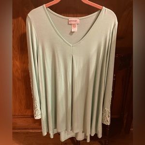 Hi-Lo front pleat top with embellished sleeves by Glitterscope